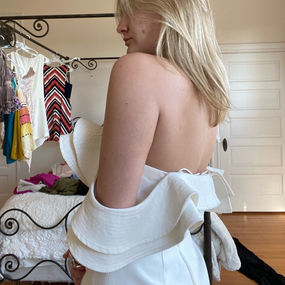 C/MEO Collective white romper with ruffles. Off the shoulder - Picture 3 of 3